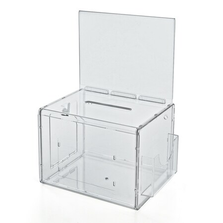 Azar Displays Clear Extra Large Lottery Box W/ Pocket, Lock and Keys 206389